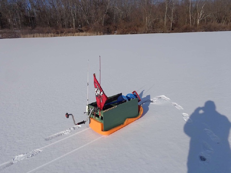 Home made ice sled.