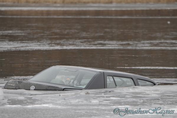 How not to go ice fishing! near North Kingstown